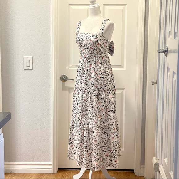 Zara Blogger's Favorite White Floral Printed Bow Tie Back Midi Dress Siz… - Picture 6 of 12